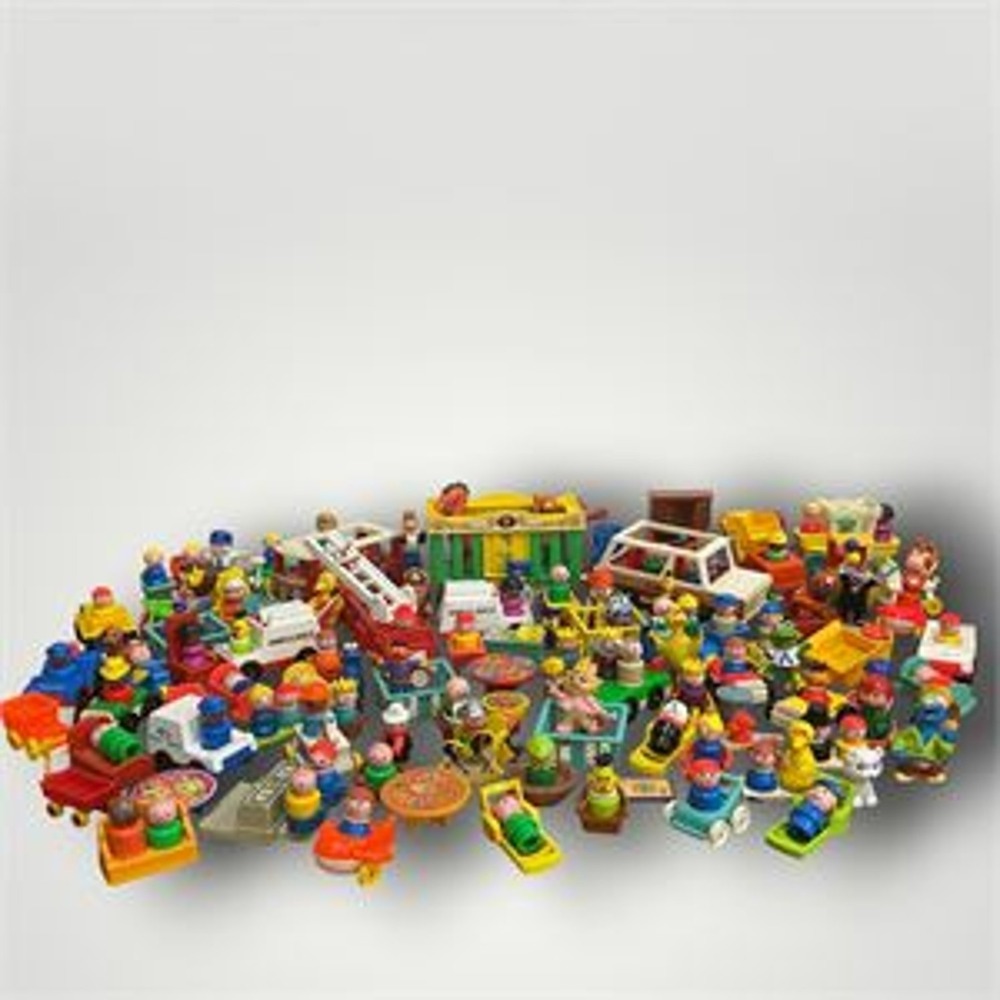 Vintage Fisher Price Little People Sesame Street Lot Figures Vehicles Furniture